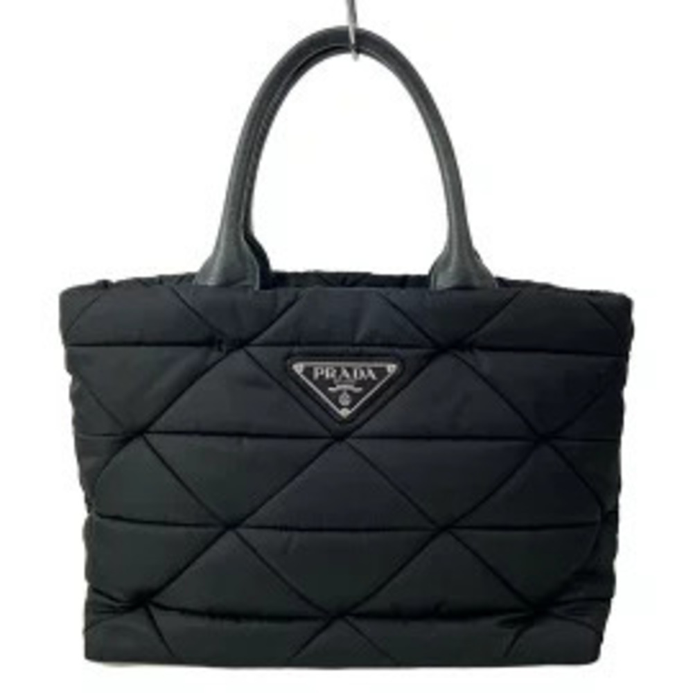 Prada Tessuto Bomber Handbag Black Leather